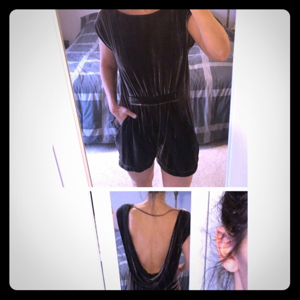 BCBG MAXAZRIA Blue Velvet Romper